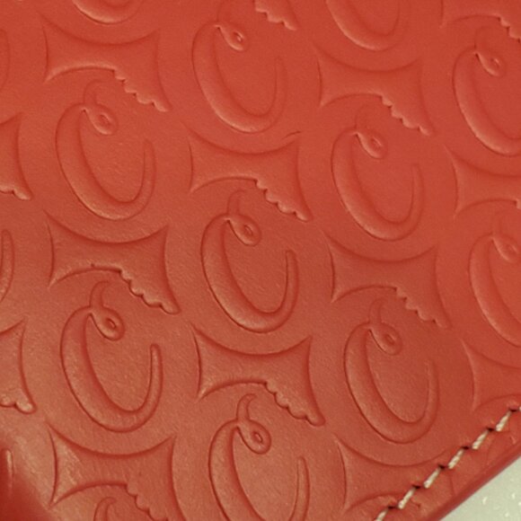 Cookies Red Leather Embossed Monogram Billfold Wallet/Card Holder - Picture 4 of 8